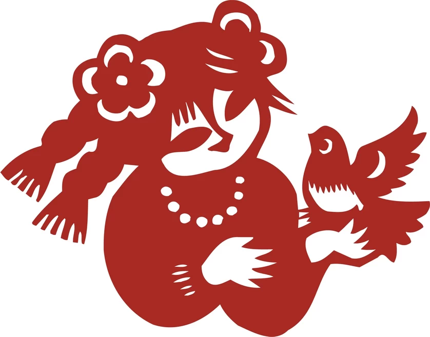 中国风中式传统喜庆民俗人物动物窗花剪纸插画边框AI矢量PNG素材【2713】